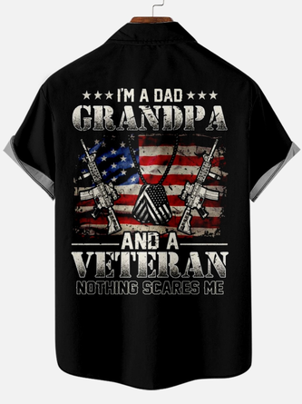 Men’s I'm A Dad Grandpa Veteran  Casual Tribal Short Sleeve Hawaiian Shirt