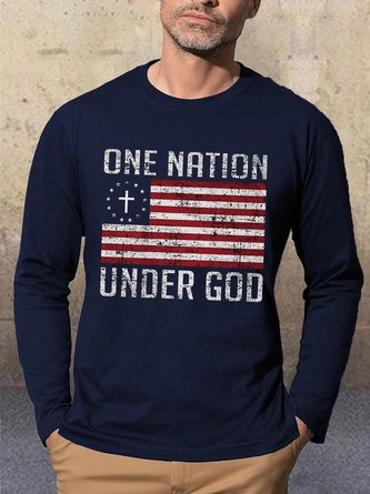 One Nation Under God  Usa Flag Casual T-Shirt