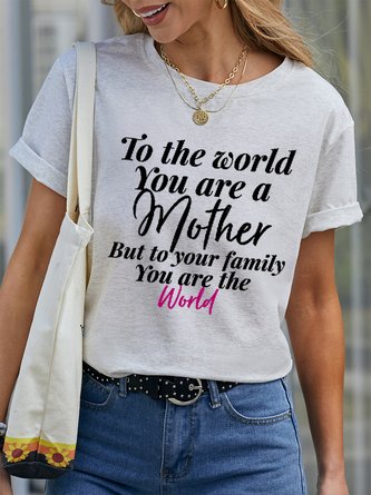 Mothers Day T-Shirt Crew Neck Letter Short Sleeve T-Shirt