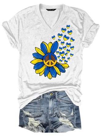 Sunflower Peace Heart Love I Stand With Ukraine Ukrainian Women's Short Sleeve T-Shirt