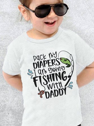 Pack my Diapers I am Going Fishing with Dad Cute Fishing Cotton Sweet Kids T-Shirts