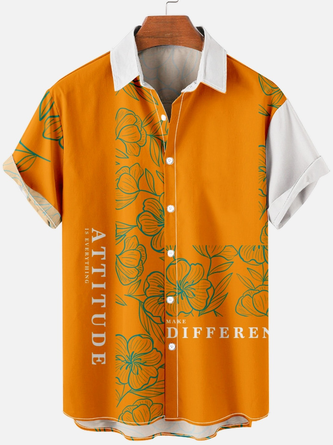 Attitude Make Difference Floral Vacation Shirt Collar Short Sleeve Shirt