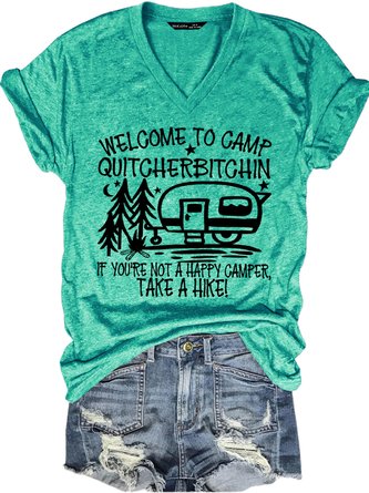Happy Camper Welcome To Camp Quitcherbitchin Short Sleeve T-Shirt