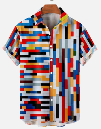 Short Sleeve Geometric Collar Shirt