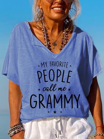 My Favorite People Call Me Grammy V Neck T-Shirt