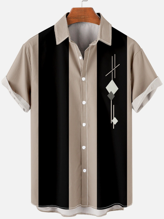 Mens Retro Camp Vintage Casual Short Sleeve Shirt