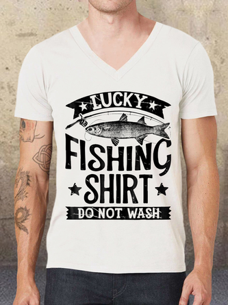 Lucky Fishing Shirt Do Not Wash Funny V-neck T-shirt