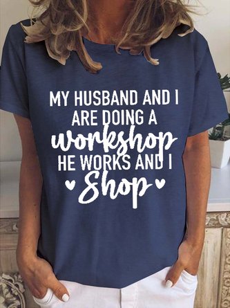 Women's Shirts My Husband and I Funny Shirts Casual Short Sleeve Tops Wife Life Shirt Cute Wife