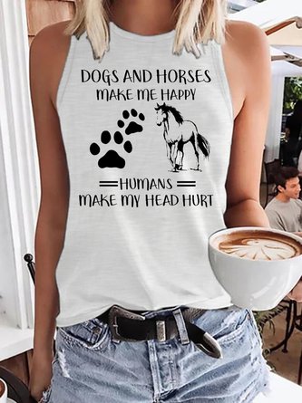 Dogs And Horse Make Me Happy Funny Casual Tank