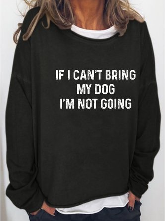 Women's Funny Dog Print Casual Crew Neck Sweatershirt