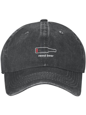 Need Beer Low Battery Funny Print Adjustable Hat