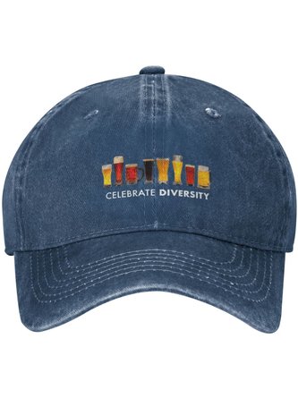 Celebrate Diversity Beer Funny Print Adjustable Hat
