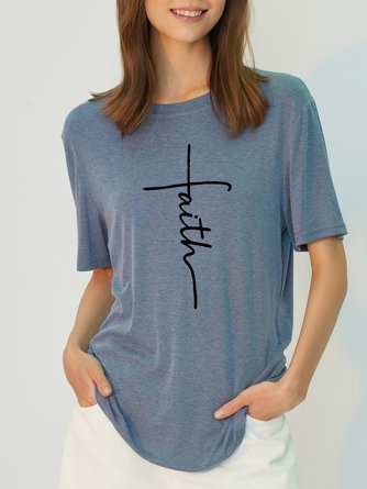 Faith Women's Eco-friendly Fabric Tencel Fiber Loosen Short Sleeve T-Shirt