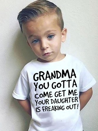 Kids Cute Letter Grandma You Gotta Come Get Me Casual T-shirt