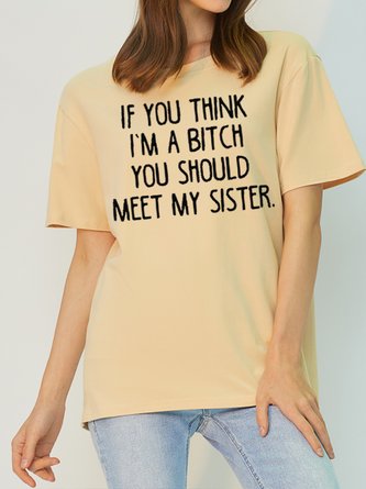 Womens Funny Sister Casual Short Sleeve T-Shirt