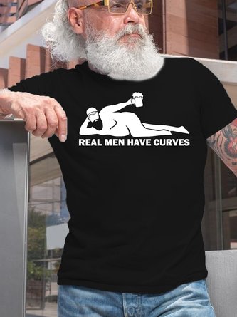 Mens funny Dad Bod Decal Real Men have Curves Casual Short Sleeve T-Shirt