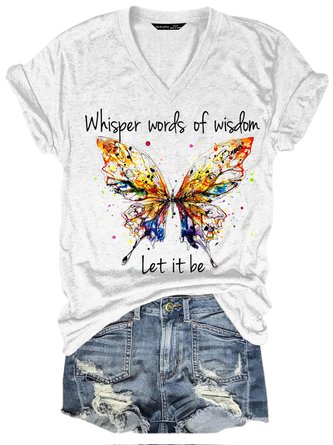 Whisper Words Of Wisdom Let It Be Women's V Neck Short Sleeve T-Shirt