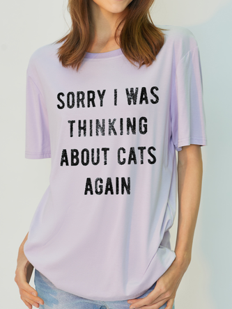 Sorry I Was Thinking About Cats Again Soft and Comfortable T-shirt