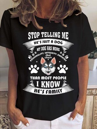 Funny Husky Family Dog Crew Neck T-Shirt