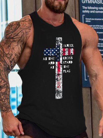I Kneel At The Cross And Stand At The Flag Tank Top