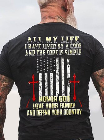 American Flag All My Life Short Sleeve Cotton T-Shirt