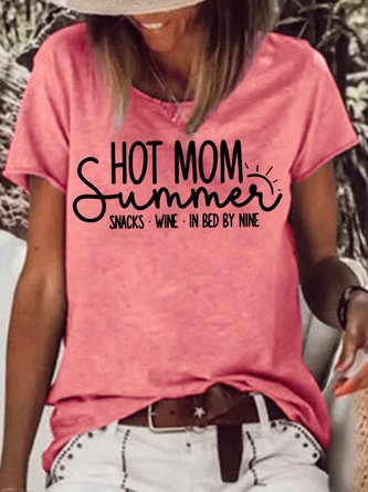Womens Hot Mom Summer Crew Neck T-Shirt
