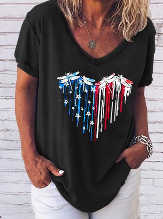 American Flag Dragonfly  Vacation Tops