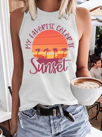 My Favorite Color Is Sunset Women's Crew Neck Casual Tanks & Camis
