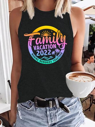 Family Vacation 2022 Women's Polyester Cotton Crew Neck Tanks & Camis