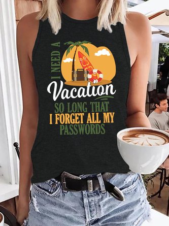 I Need A Vacation Women's Polyester Cotton Tanks & Camis