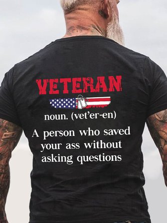 Veteran America Flag Men's Cotton Loose Casual T-Shirt