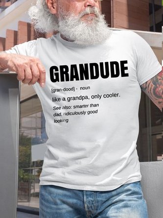 Mens Funny Grandude Cool Grandpa Casual Letters T-Shirt