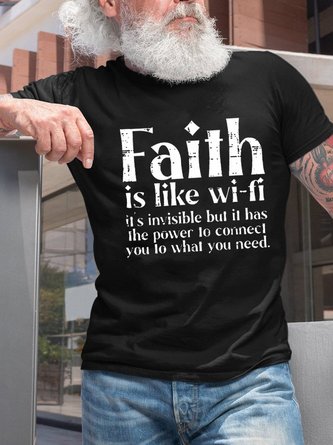Men's Faith Is Like Wifi  Casual Cotton T-Shirt
