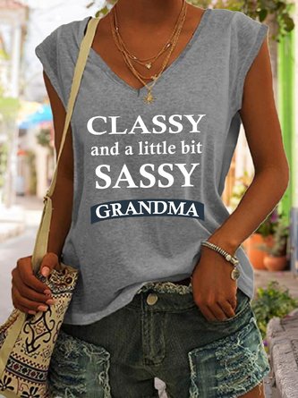 Classy And A Little Bit Sassy Grandma V-neck Tank Top