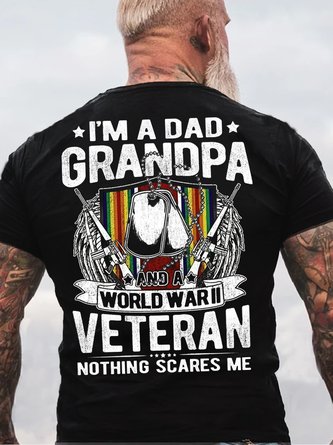 Mens A Dad Grandpa WW2 Veteran World War 2 Army Grandfather Casual Cotton T-Shirt