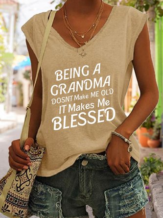 Blessed Grandma Funny Saying V-neck Tank Top