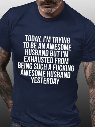 Awesome Husband Funny Crew Neck T-shirt