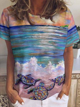 Women Baby Sea Turtles Simple Animal T-Shirt