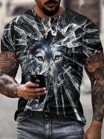 Men Rupture and Wolf Casual Crew Neck T-Shirt