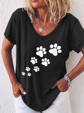 Cat's Footprint Women's Casual T-Shirt