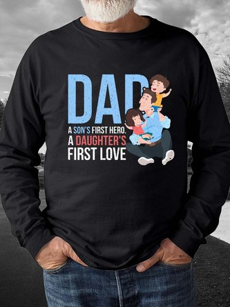 Men Father Figure Letter Crew Neck Regular Fit Casual Sweatshirt