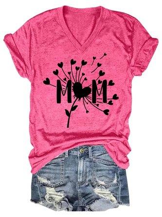 Women Mom Love Tree Cotton-Blend Regular Fit Heart/Cordate T-Shirt