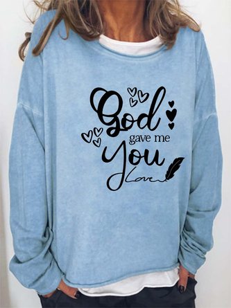 Women God Cordate Letters Casual Sweatshirts