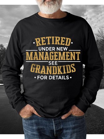 Men's Grandpa Retired Management Print Loose Casual Text Letters Sweatshirt