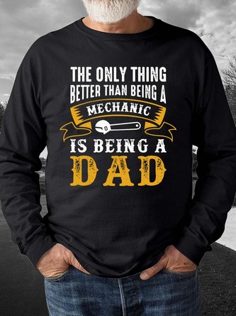 Men Dad Family Letters Crew Neck Casual Regular Fit Sweatshirt
