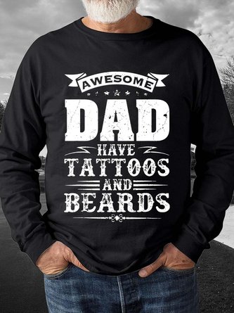 Men Figure Dad Letters Regular Fit Casual Crew Neck Sweatshirt