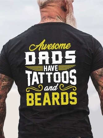 Men Dad Family Text Letters Loose Cotton T-Shirt