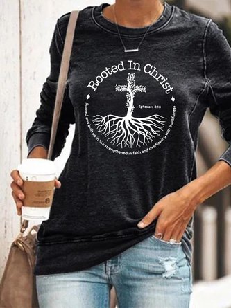 Women Graphic Rooted In Christ Cross Pray God Bible Verse Christian Sweatshirts