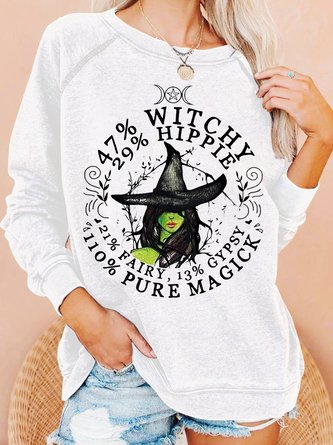 Womens Halloween Witch Letters Casual Sweatshirts