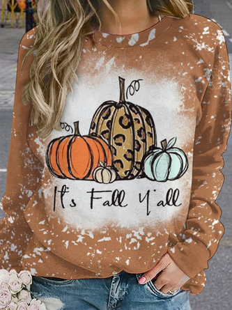 Womens Its Fall Yall Halloween Crew Neck Casual Sweatshirts